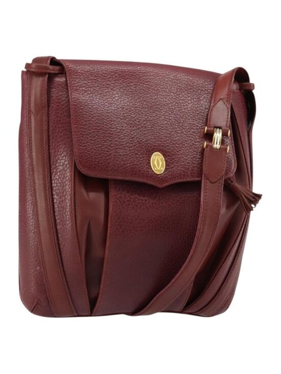 CARTIER Handbags - Authentic CARTIER Shoulder Bag Leather Bordeaux Gold